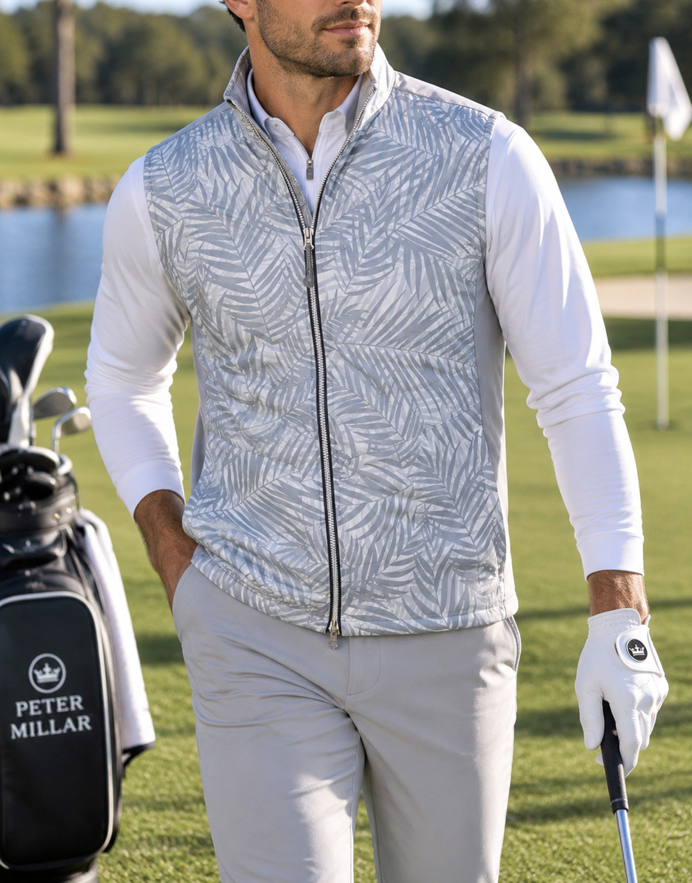 Peter Millar Crown Sport Hyperlight Fuse Elite Vest Men's M Gray NWT $200 Golf